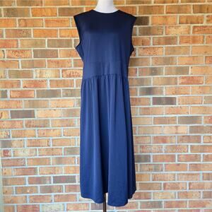 Navy Blue J. McLaughlin Dress Size XL Nandita Midi Sleeveless Stretch Pockets